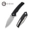 CIVIVI Tranquil Flipper Knife Black G10 Handle (3.7" Satin Finished 14C28N Blade) C23027-1